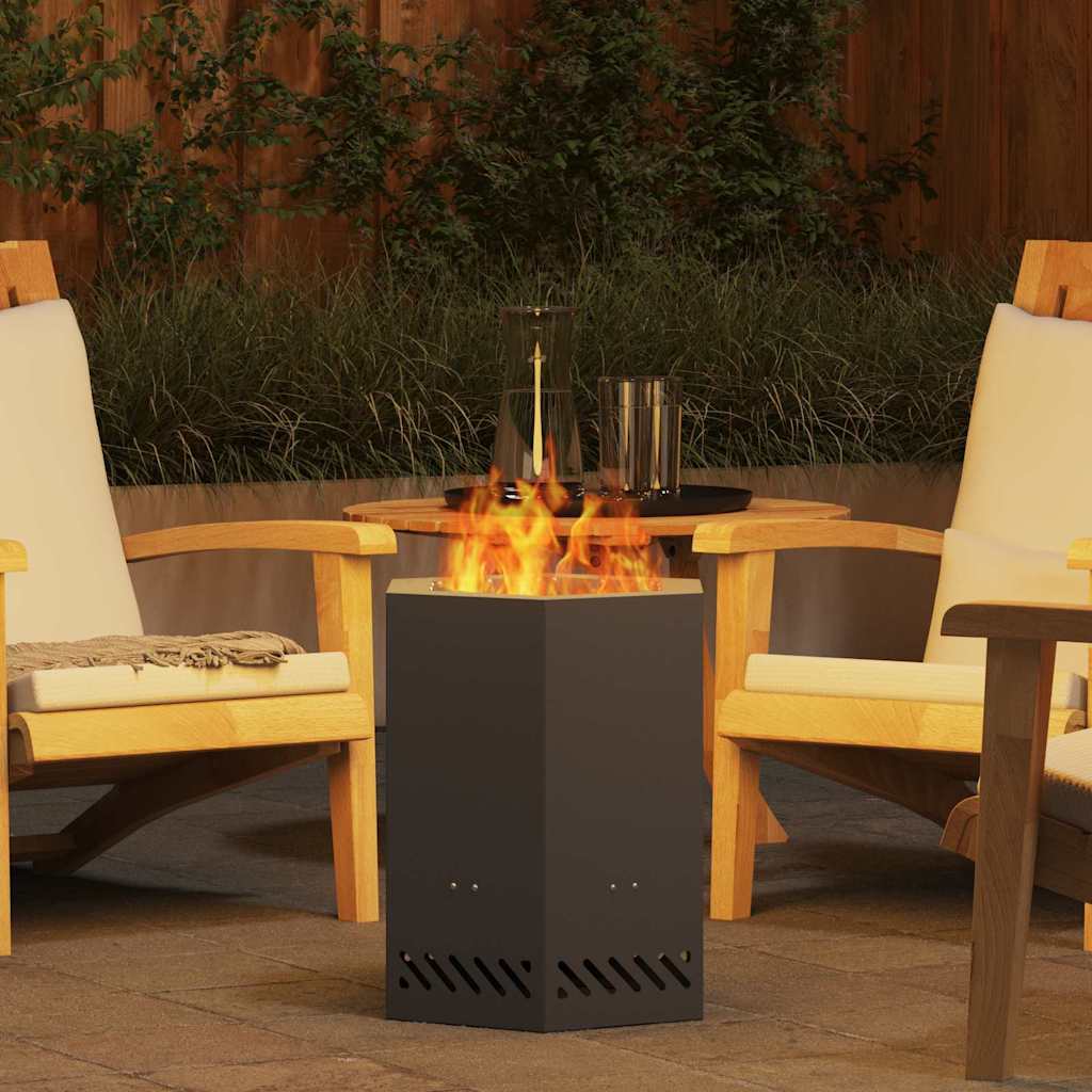 Rauchfreie Feuerstelle Schwarz 38 x 38 x 51 cm Wetterfeststahl