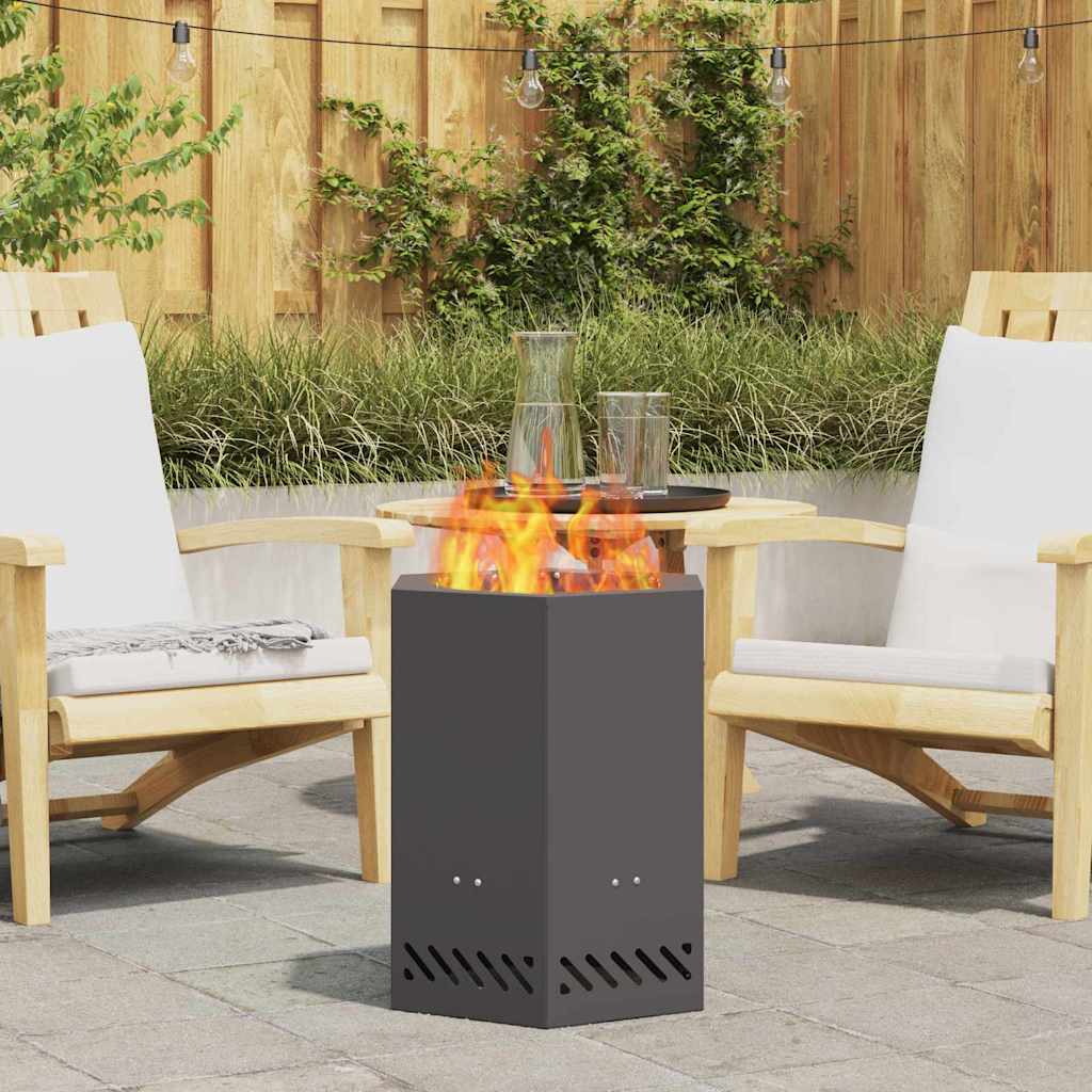 Rauchfreie Feuerstelle Schwarz 38 x 38 x 51 cm Wetterfeststahl
