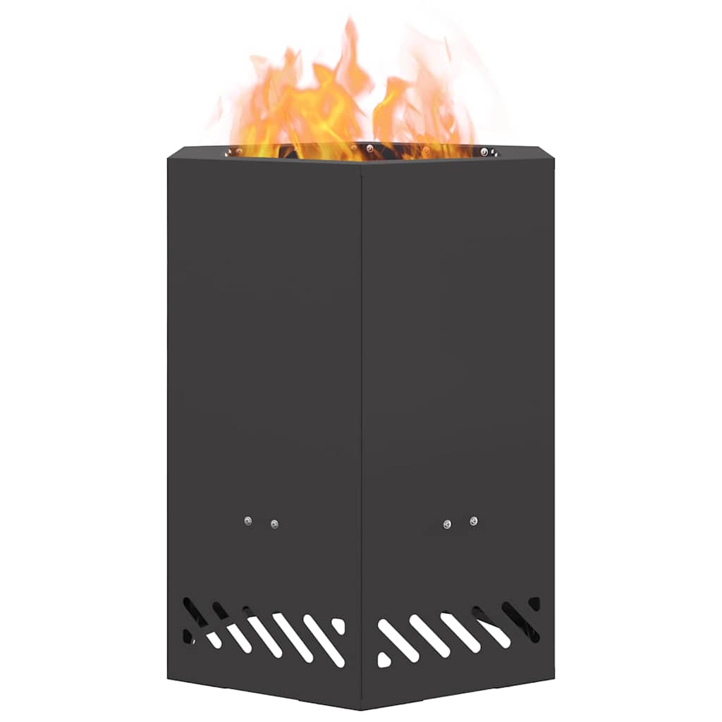 Rauchfreie Feuerstelle Schwarz 38 x 38 x 51 cm Wetterfeststahl