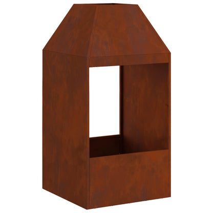 Feuerstelle Rostoptik 50 x 50 x 100 cm Wetterfeststahl