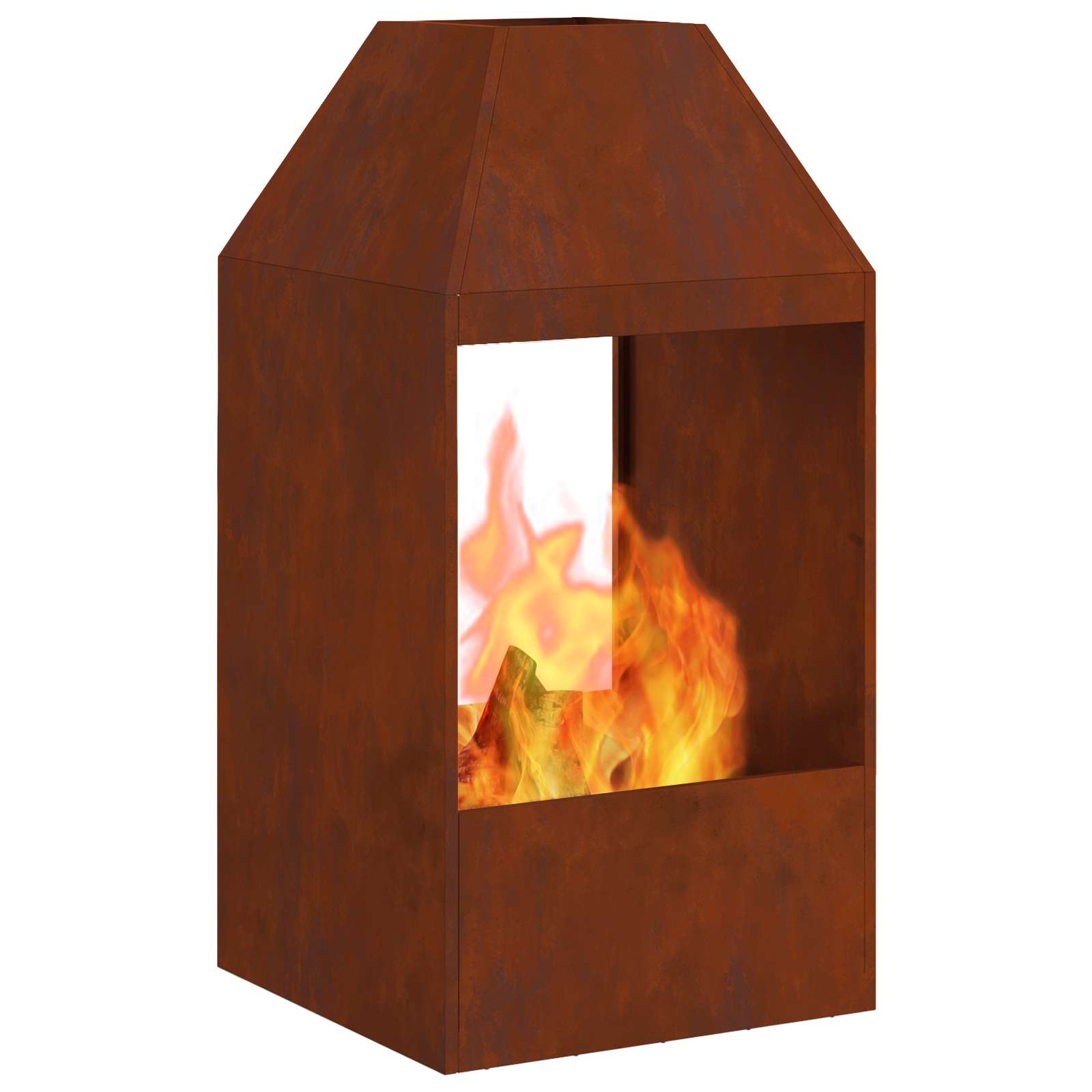 Feuerstelle Rostoptik 50 x 50 x 100 cm Wetterfeststahl
