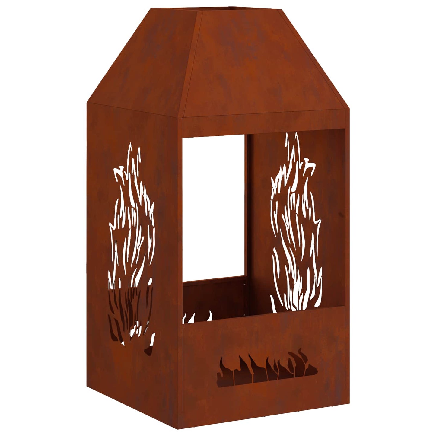 Feuerstelle Rostoptik 50 x 50 x 100 cm Wetterfeststahl