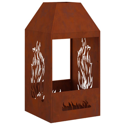 Feuerstelle Rostoptik 50 x 50 x 100 cm Wetterfeststahl