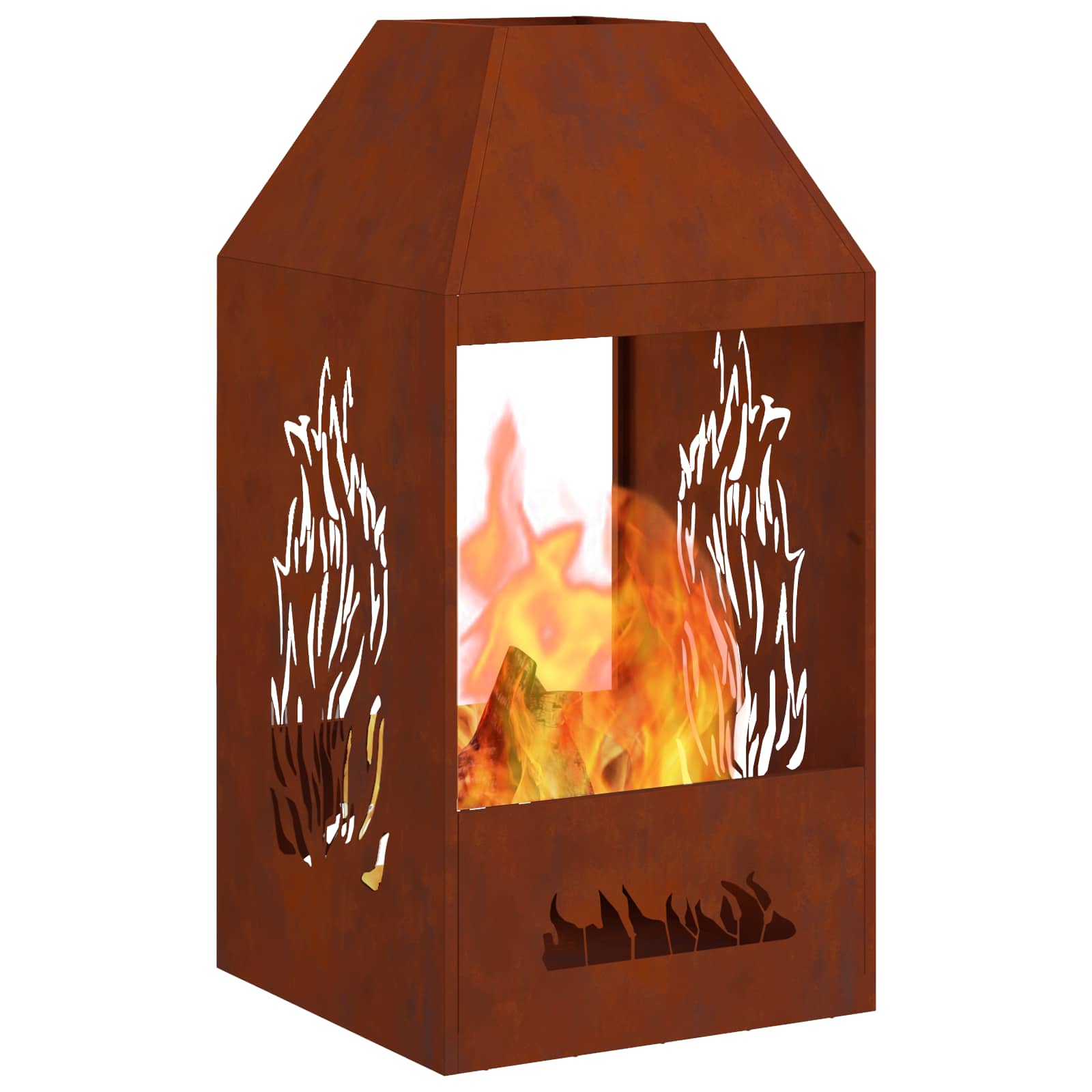 Feuerstelle Rostoptik 50 x 50 x 100 cm Wetterfeststahl