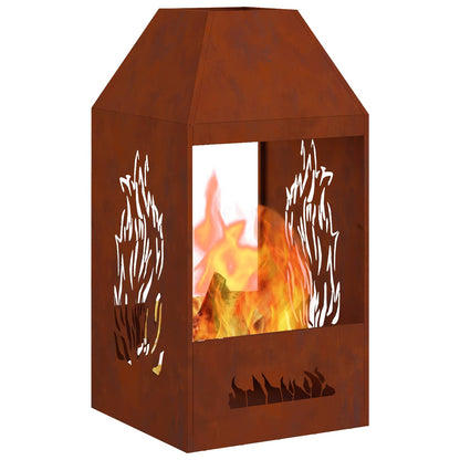 Feuerstelle Rostoptik 50 x 50 x 100 cm Wetterfeststahl
