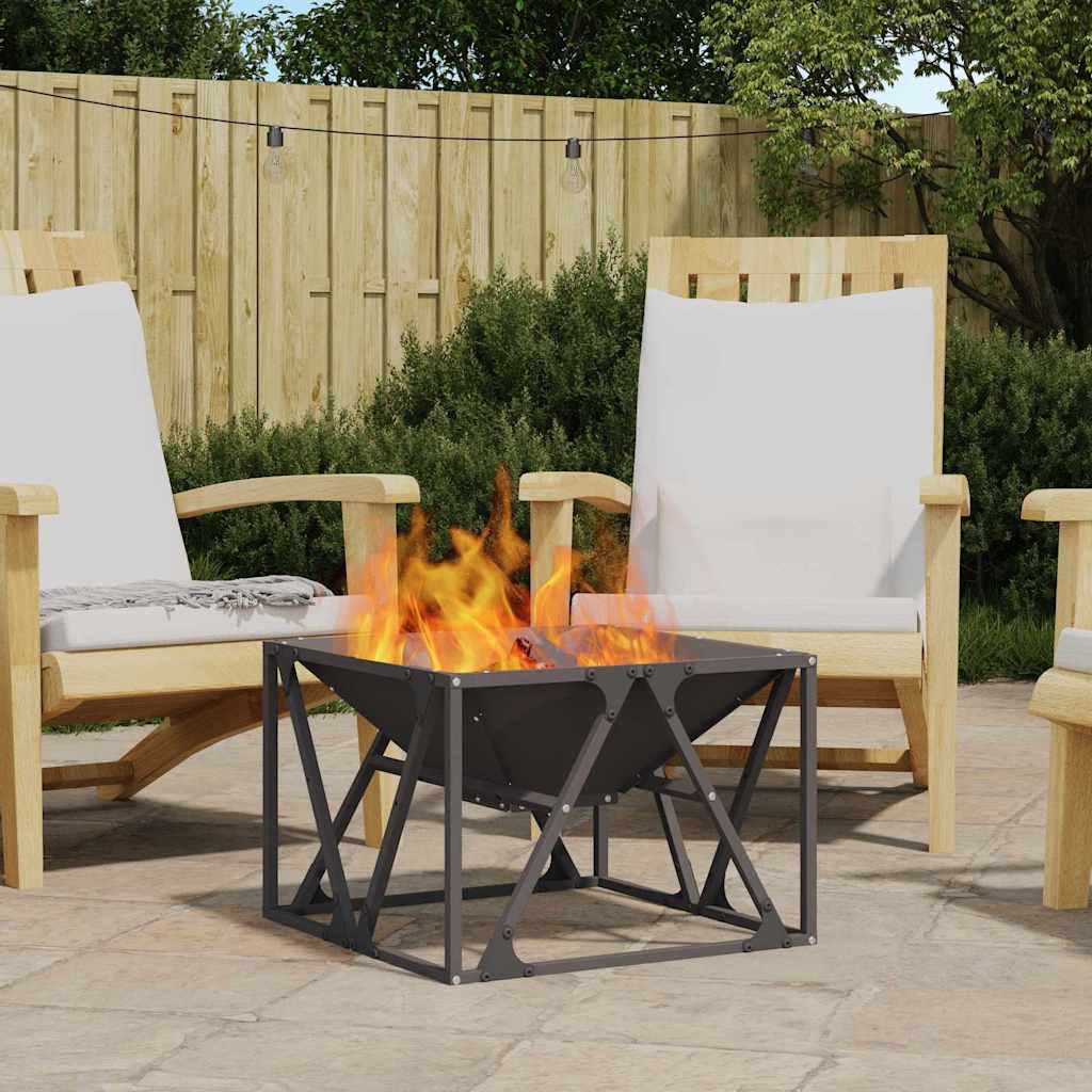 Feuerstelle Schwarz 50 x 50 x 35 cm Wetterfeststahl