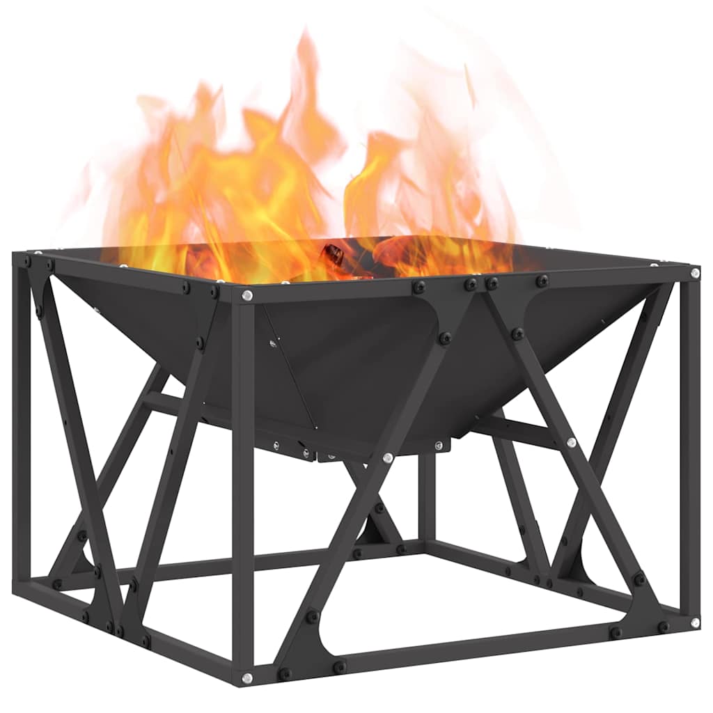 Feuerstelle Schwarz 50 x 50 x 35 cm Wetterfeststahl