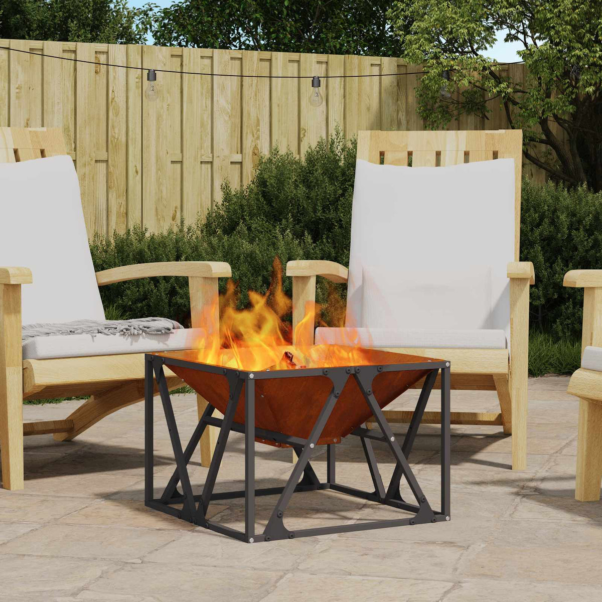 Feuerstelle Rostig 50 x 50 x 35 cm Wetterfeststahl