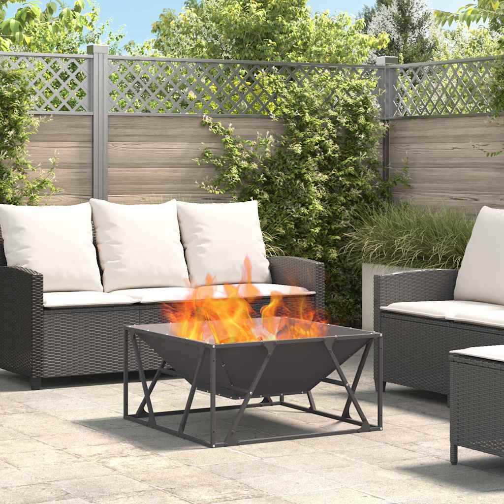Feuerstelle Schwarz 80 x 80 x 40 cm Wetterfeststahl