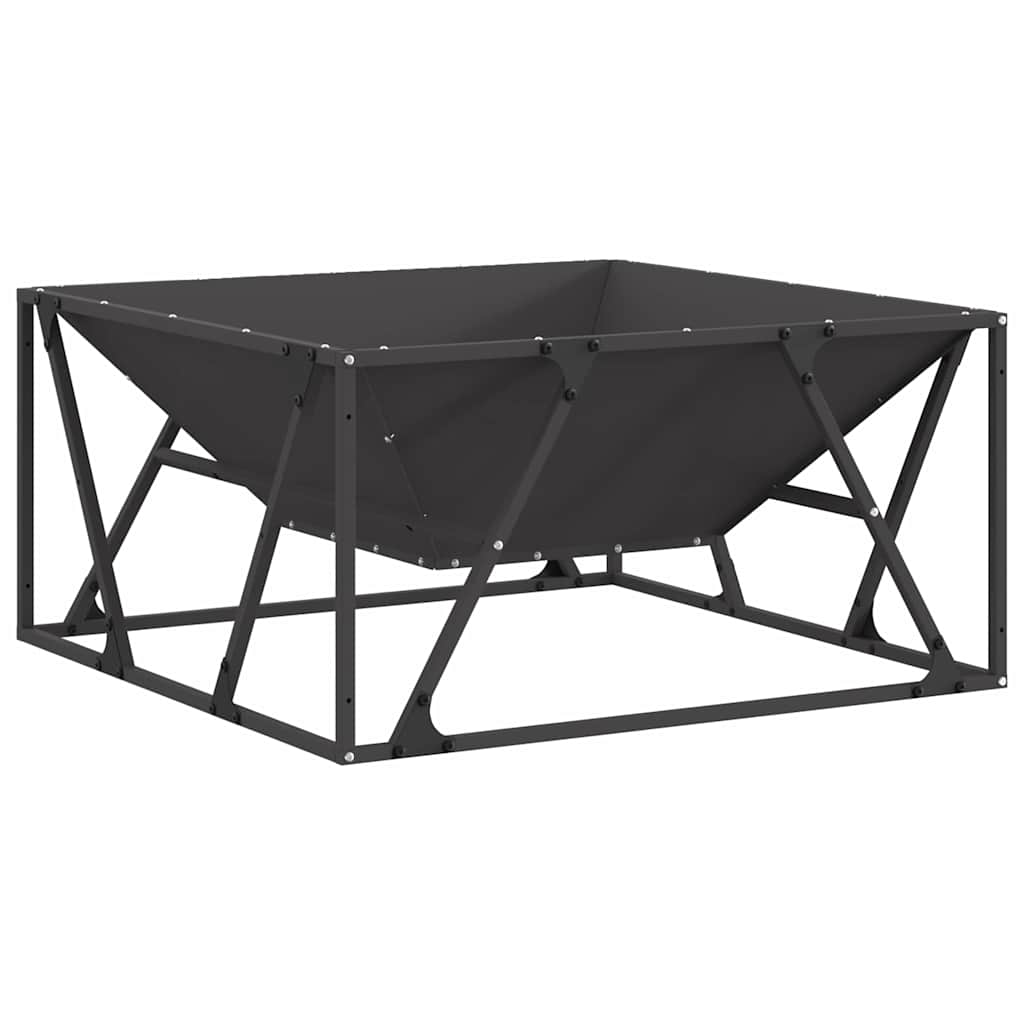 Feuerstelle Schwarz 80 x 80 x 40 cm Wetterfeststahl