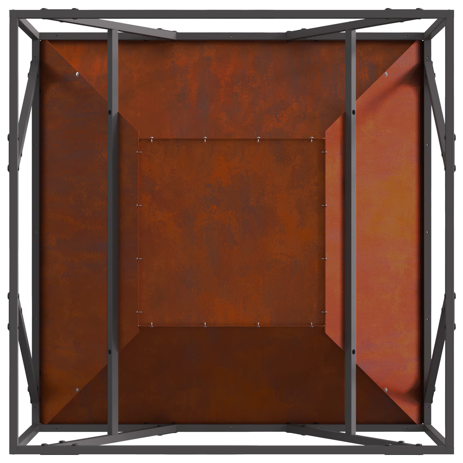 Feuerstelle Rostig 80 x 80 x 40 cm Wetterfeststahl