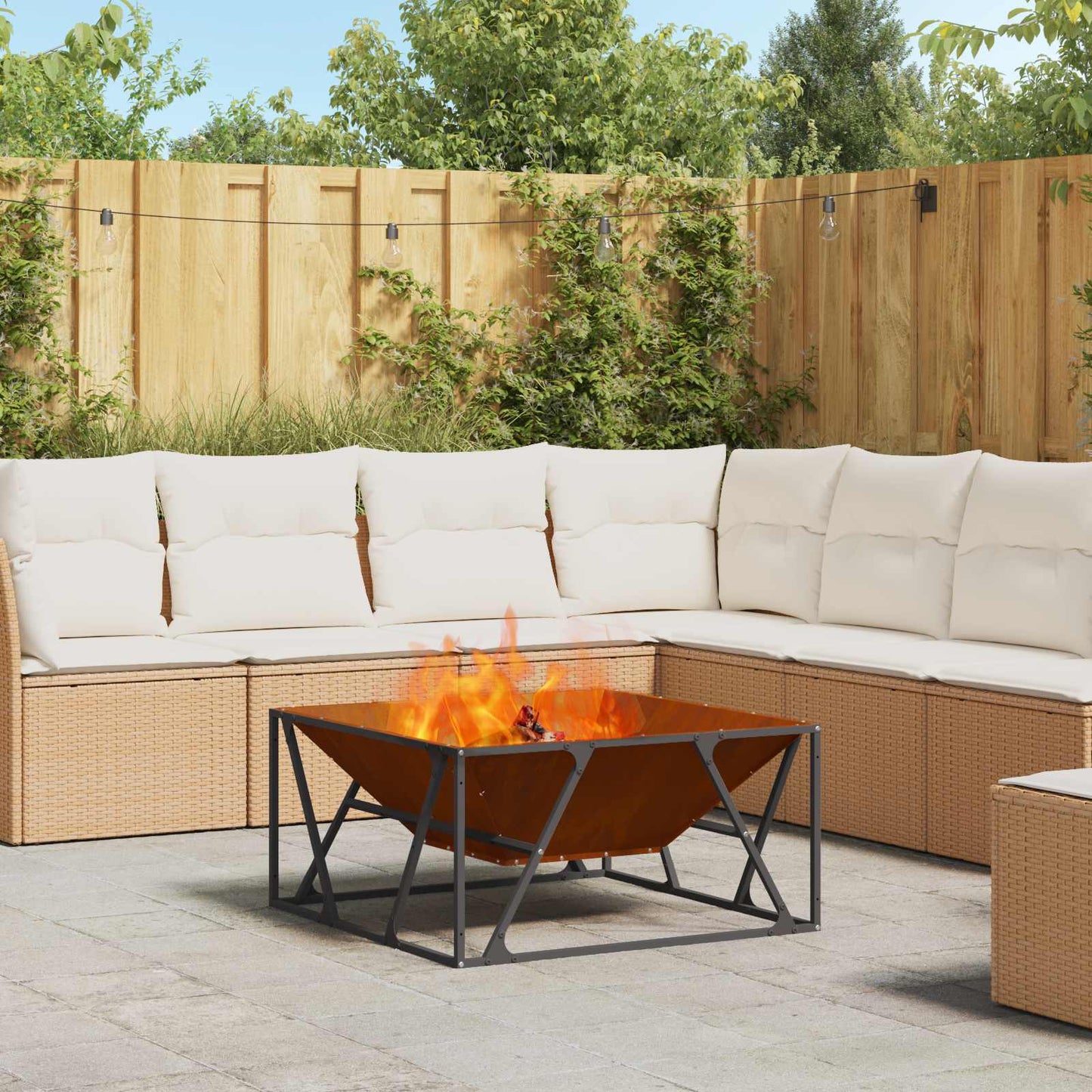 Feuerstelle Rostig 80 x 80 x 40 cm Wetterfeststahl