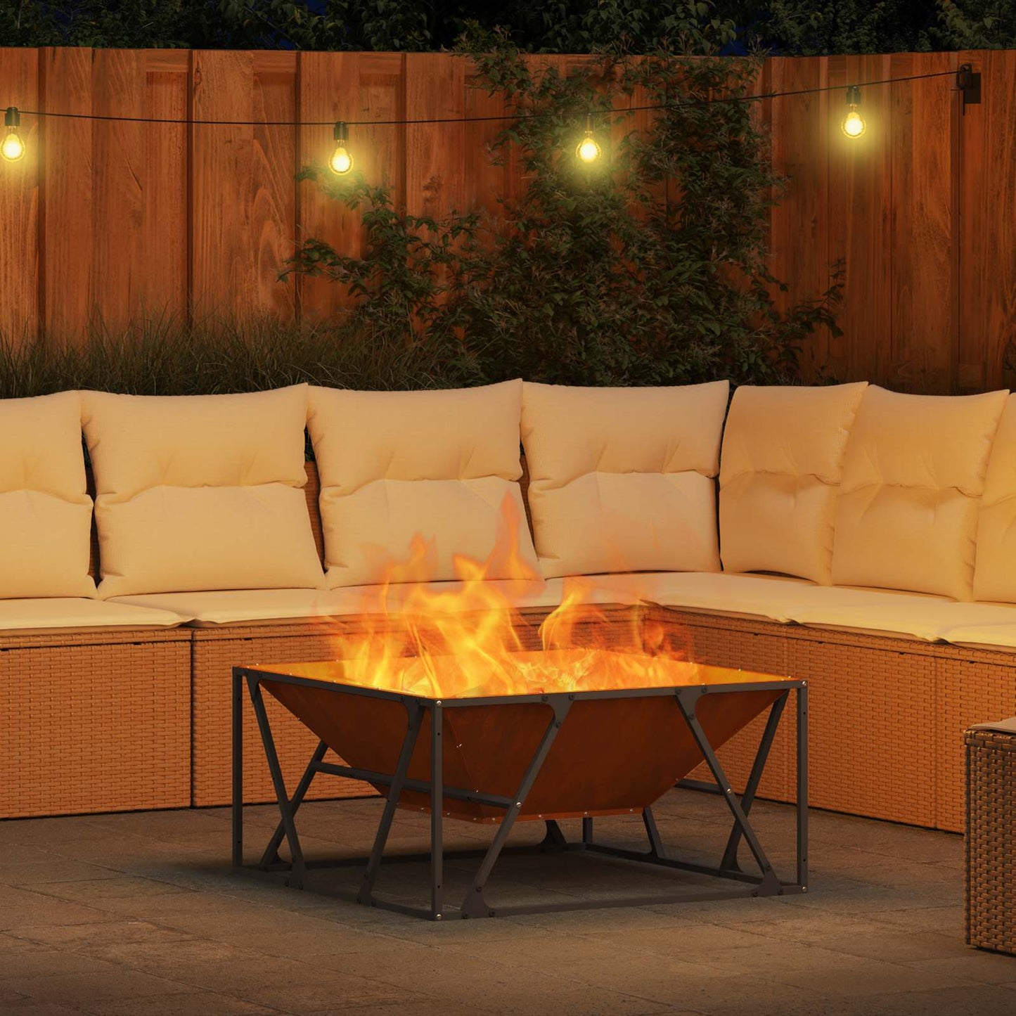 Feuerstelle Rostig 80 x 80 x 40 cm Wetterfeststahl