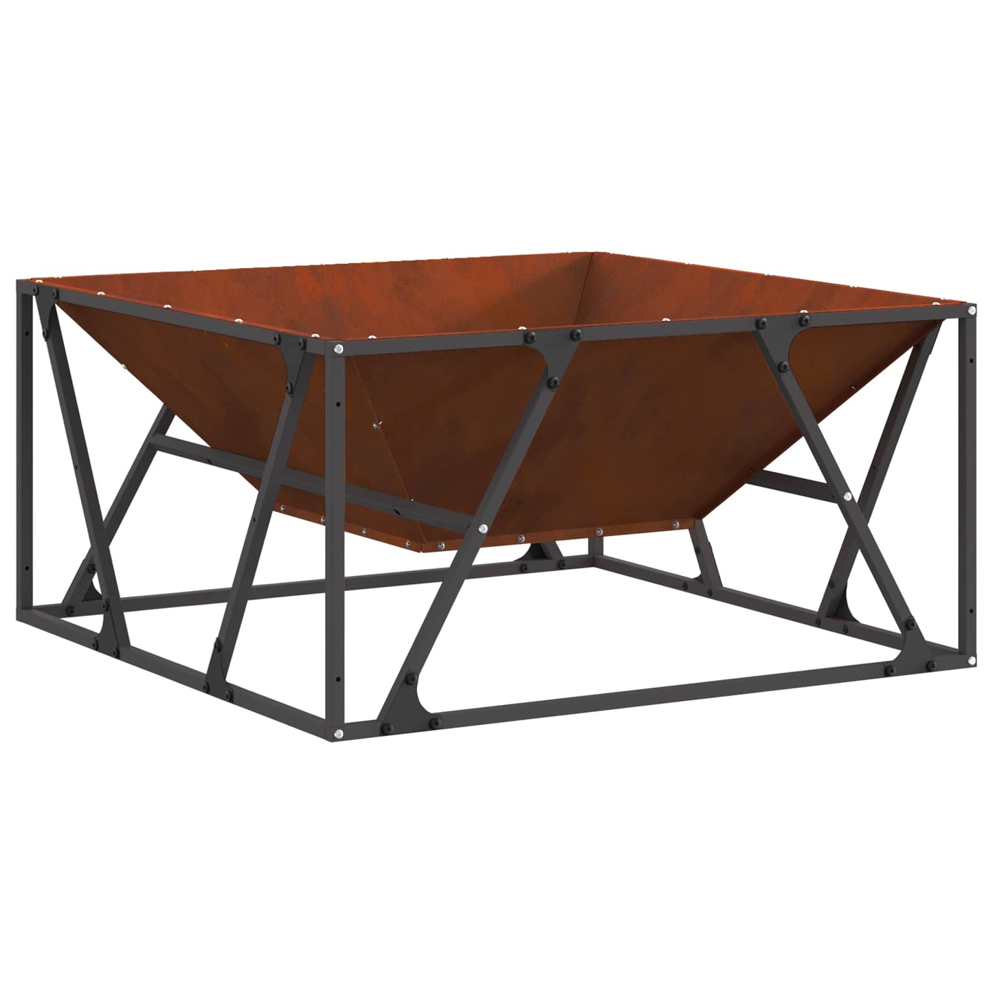 Feuerstelle Rostig 80 x 80 x 40 cm Wetterfeststahl
