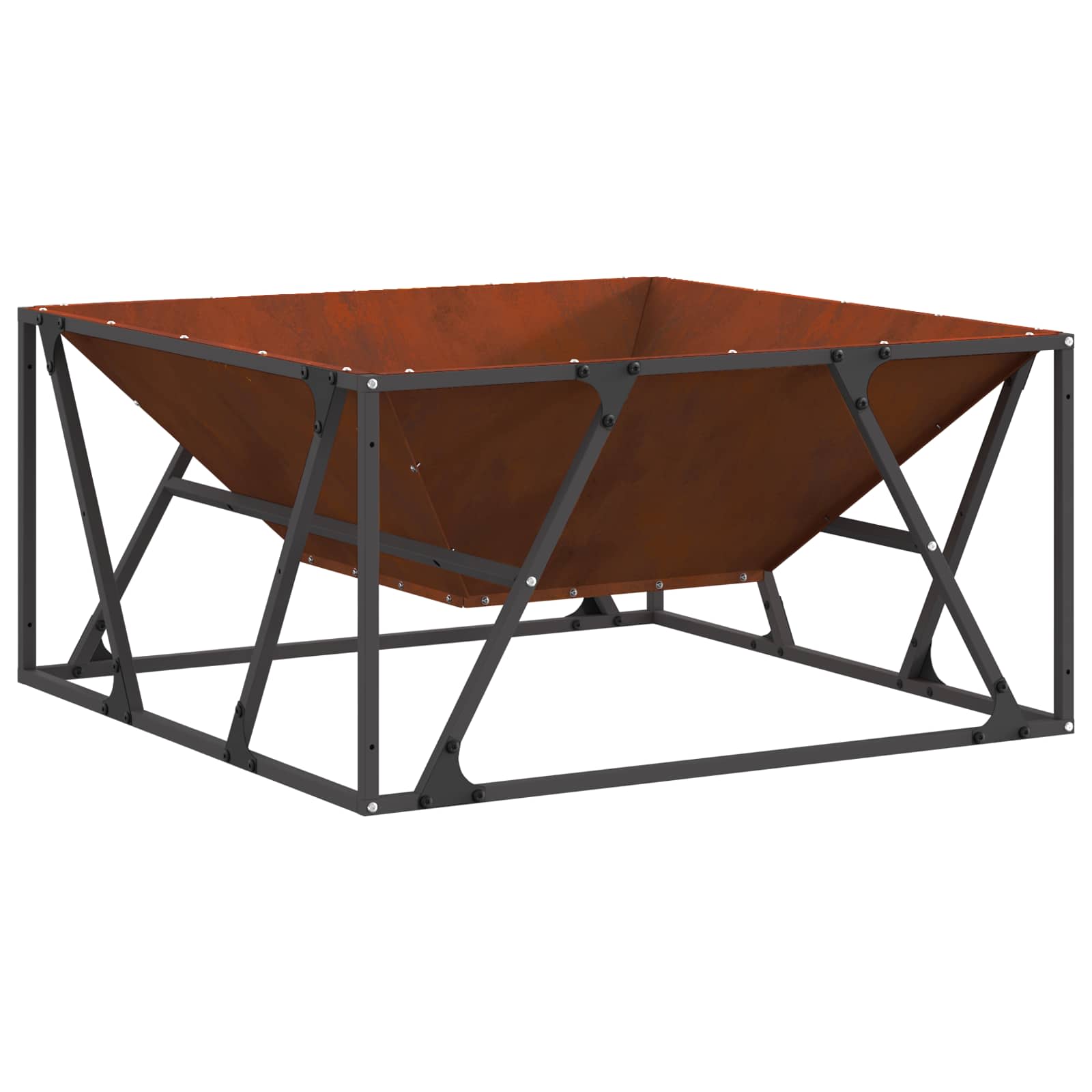 Feuerstelle Rostig 80 x 80 x 40 cm Wetterfeststahl
