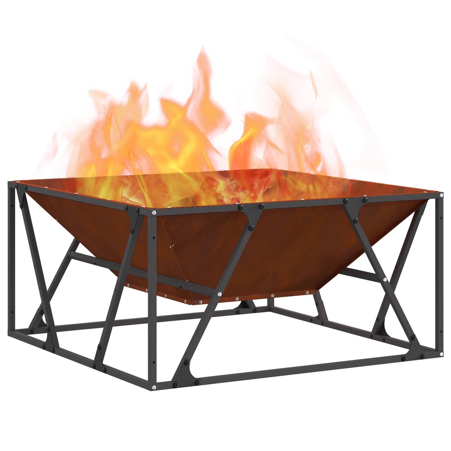 Feuerstelle Rostig 80 x 80 x 40 cm Wetterfeststahl