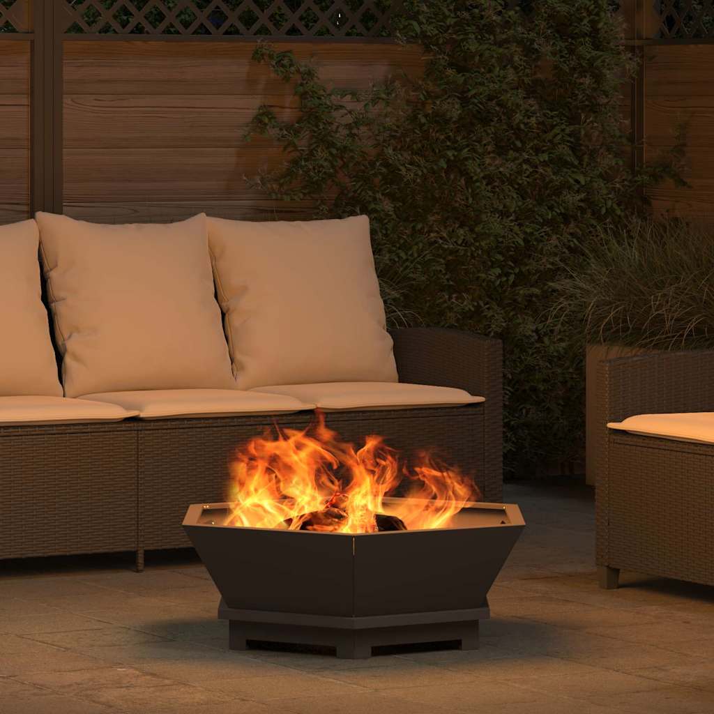 Feuerstelle Schwarz 75 x 75 x 28 cm Wetterfeststahl