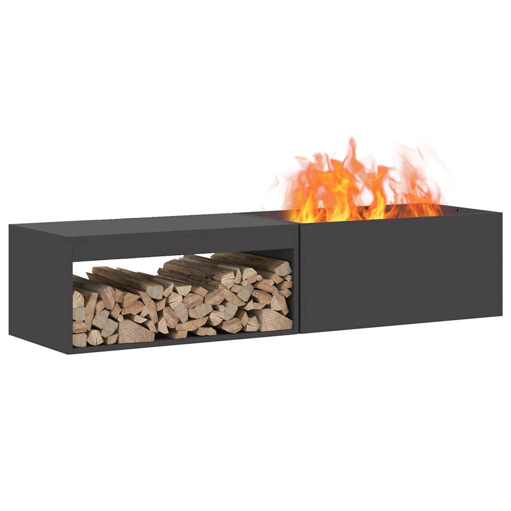 Feuerschale Schwarz 160 x 45 x 35 cm Wetterfeststahl