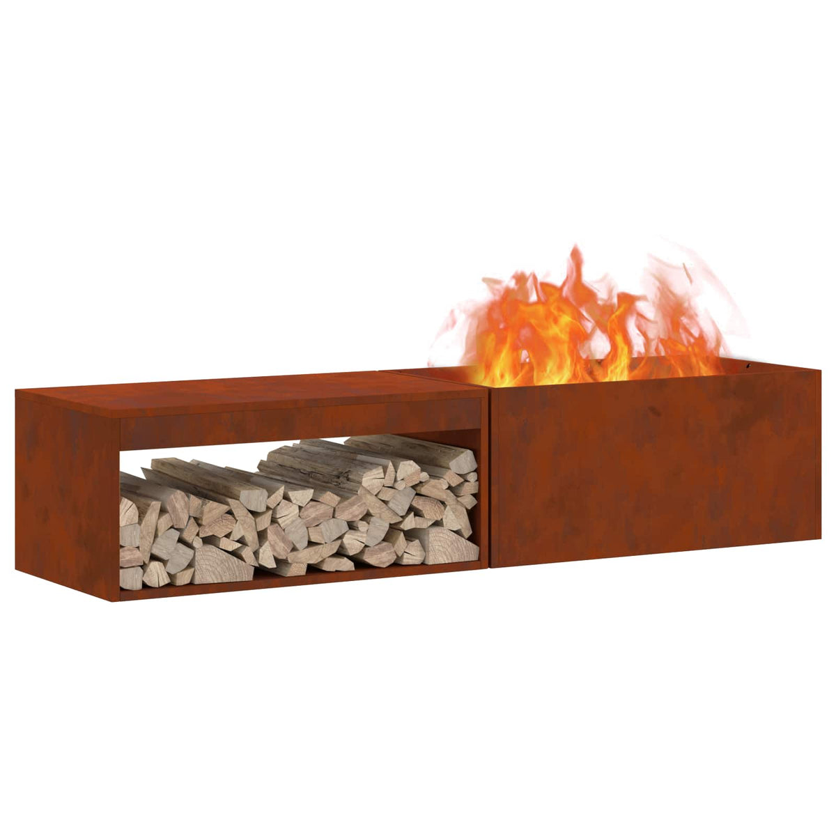 Feuerschale Rostoptik 160 x 45 x 35 cm Wetterfeststahl