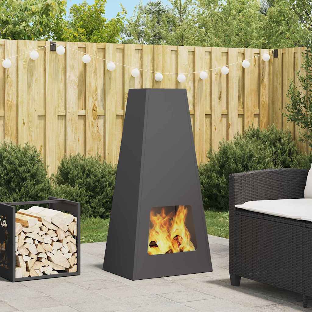 Feuerstelle Schwarz 50 x 35 x 100 cm Wetterfeststahl