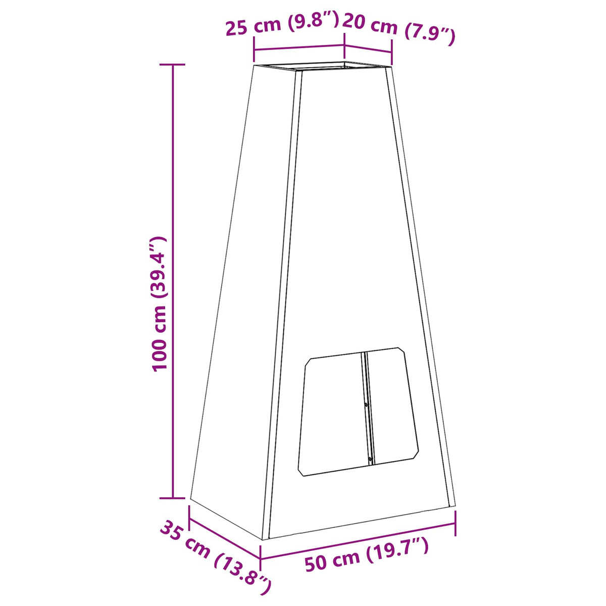 Feuerstelle Schwarz 50 x 35 x 100 cm Wetterfeststahl