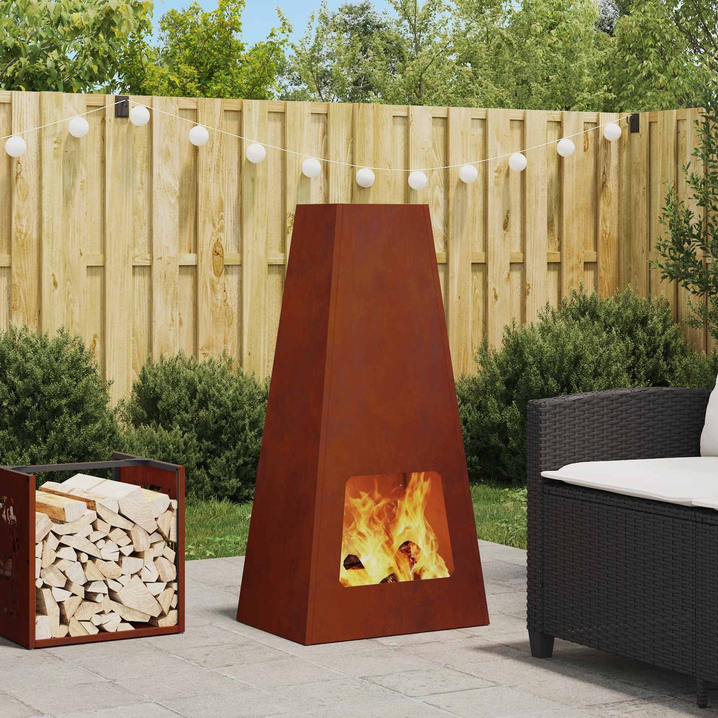 Feuerstelle Rostoptik 50 x 35 x 100 cm Wetterfeststahl