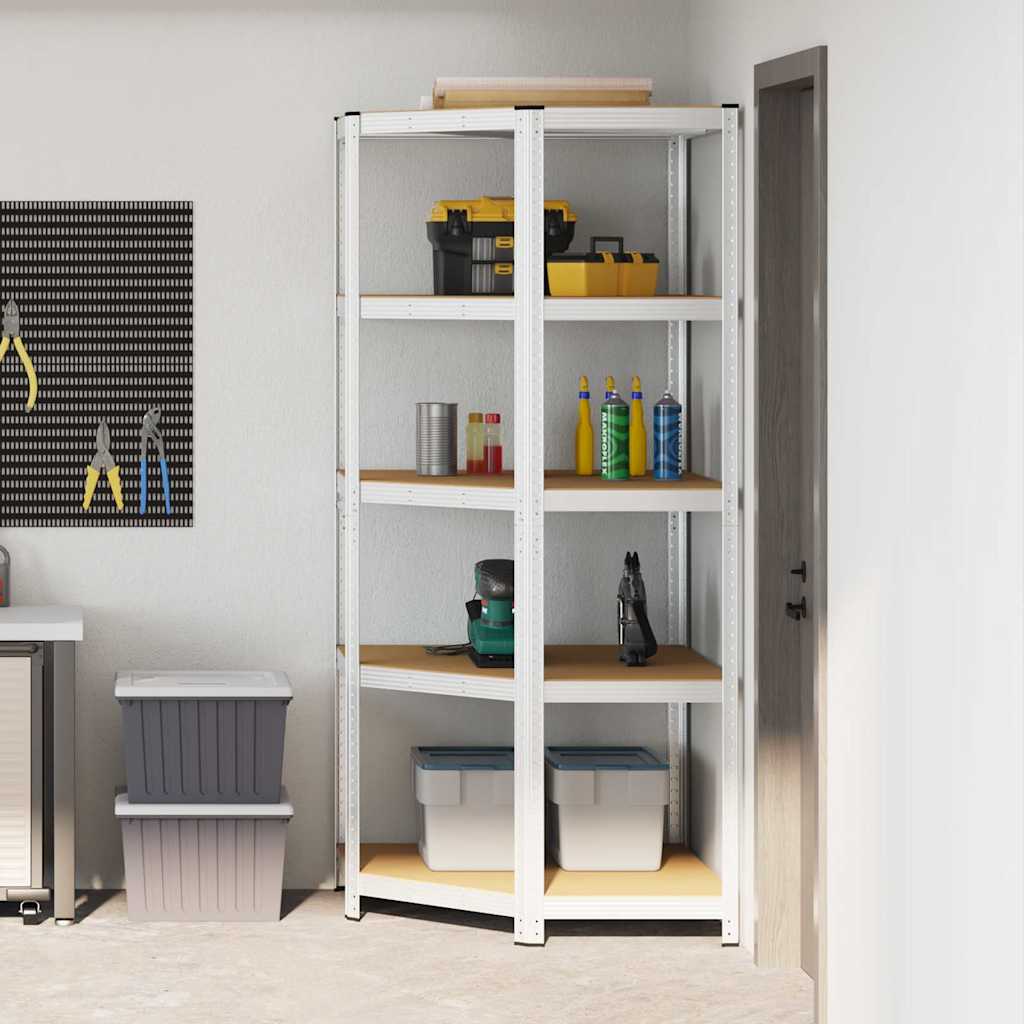 Eckregal mit Regal Silber 90 x 90 x 198 cm Holzwerkstoff