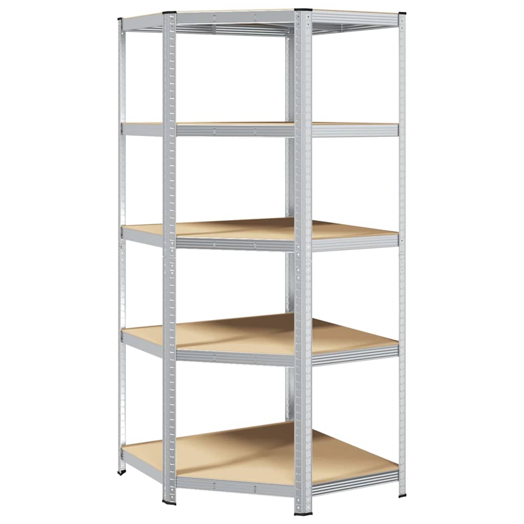 Eckregal mit Regal Silber 90 x 90 x 198 cm Holzwerkstoff