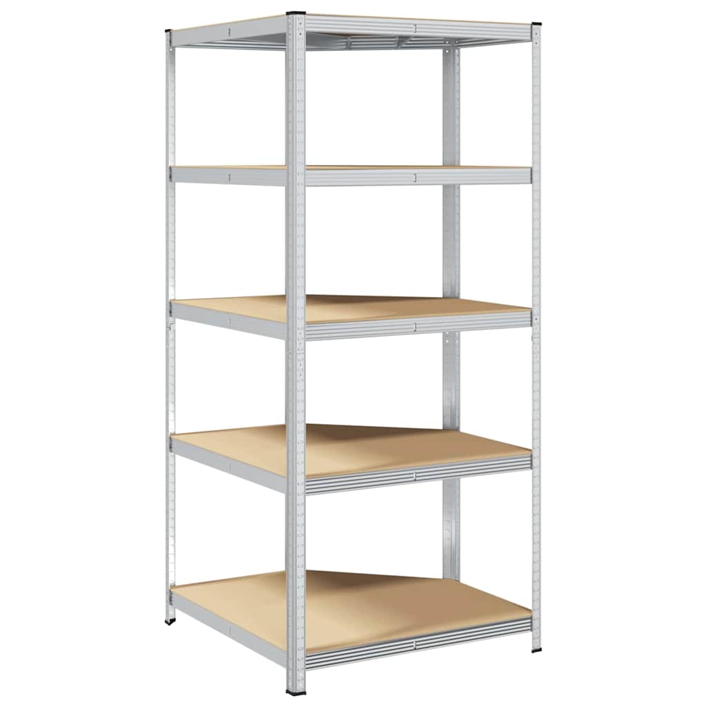 Eckregal mit Regal Silber 90 x 90 x 198 cm Holzwerkstoff