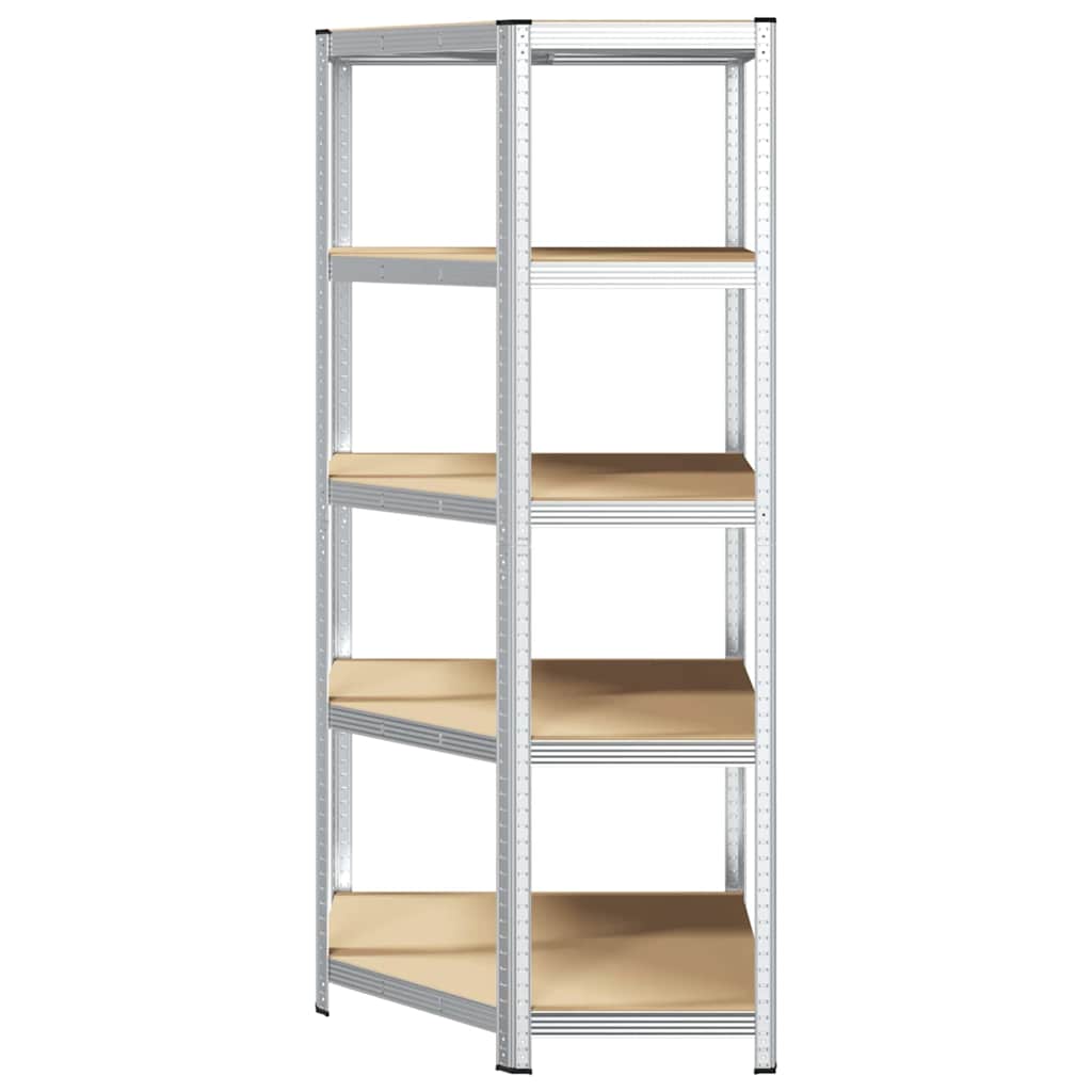 Eckregal mit Regal Silber 90 x 90 x 198 cm Holzwerkstoff