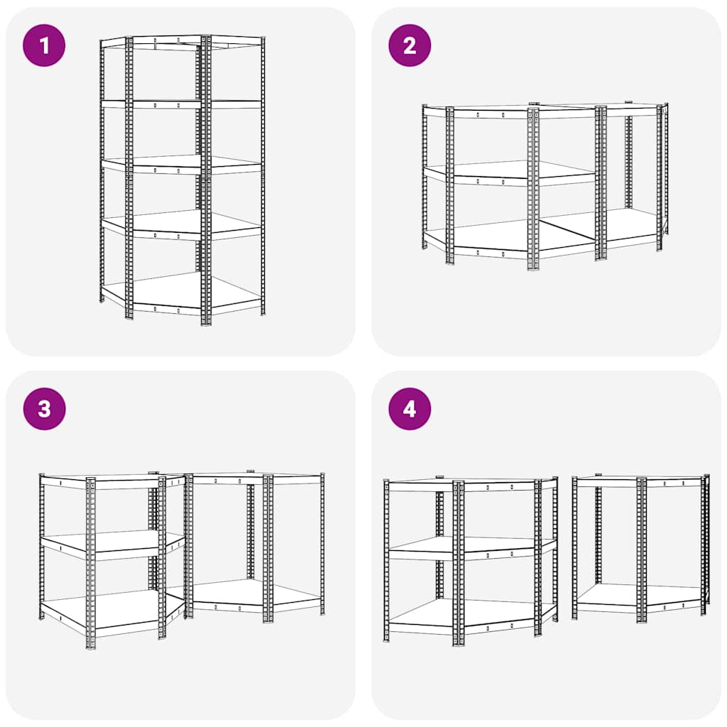 Eckregal mit Regal Silber 90 x 90 x 198 cm Holzwerkstoff
