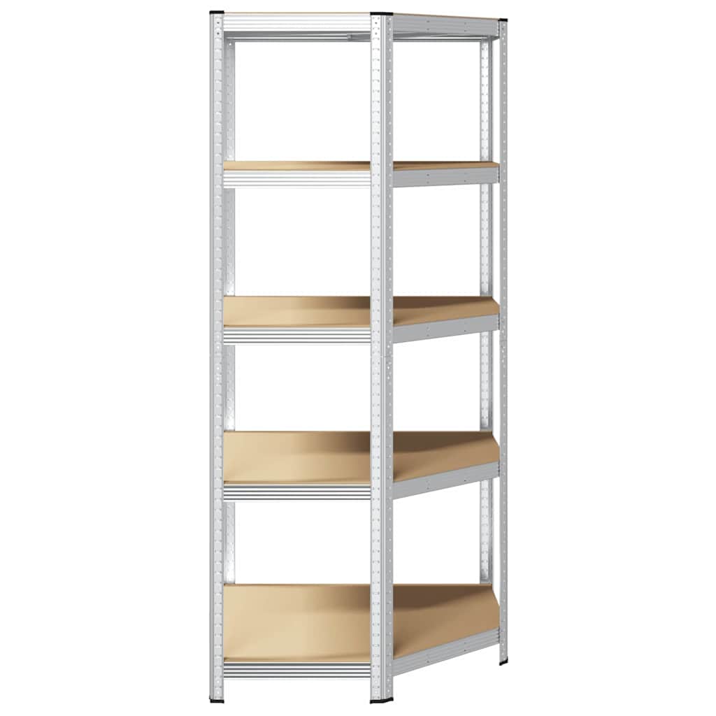 Eckregal mit Regal Silber 90 x 90 x 198 cm Holzwerkstoff