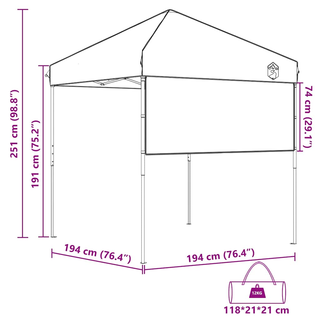 Pavillon-Zelt Orange 194 x 194 x 251 cm Stoff
