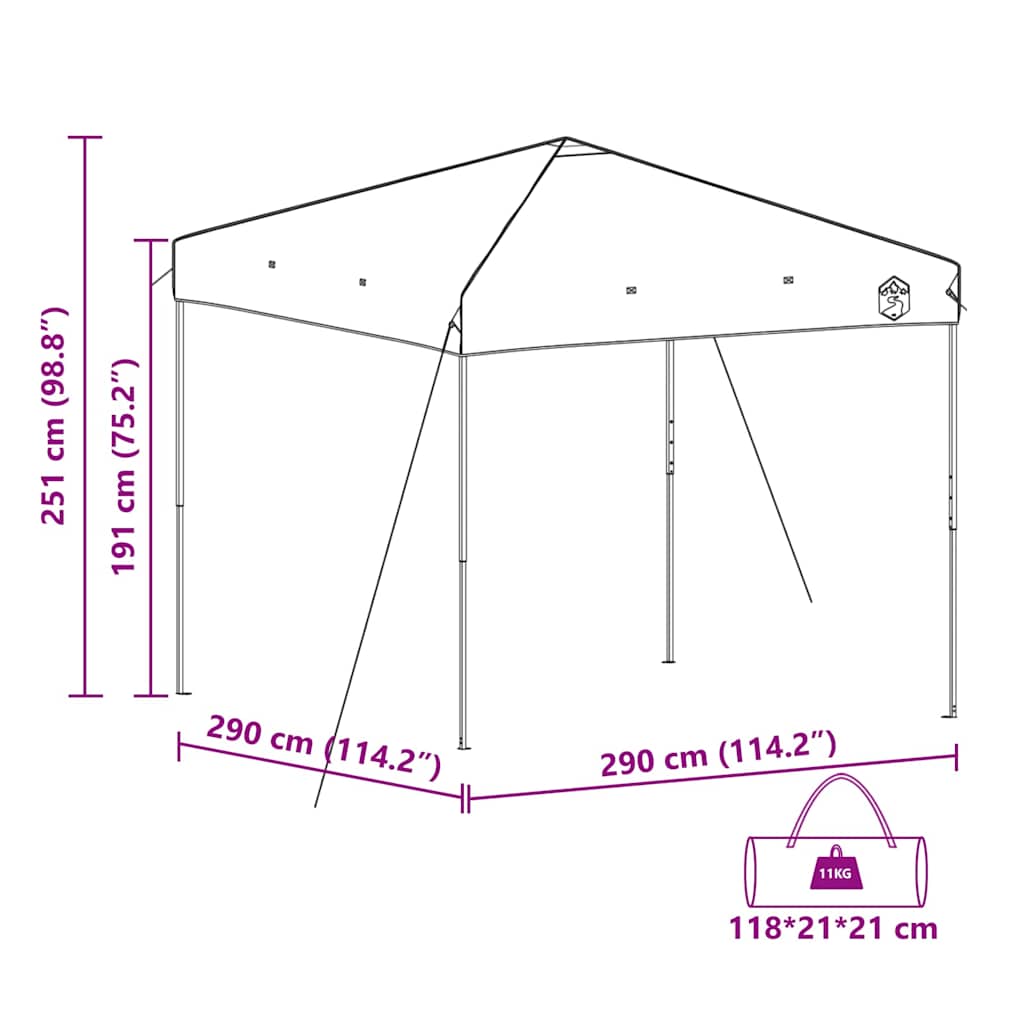 Pavillon-Zelt Orange 290 x 290 x 251 cm Stoff