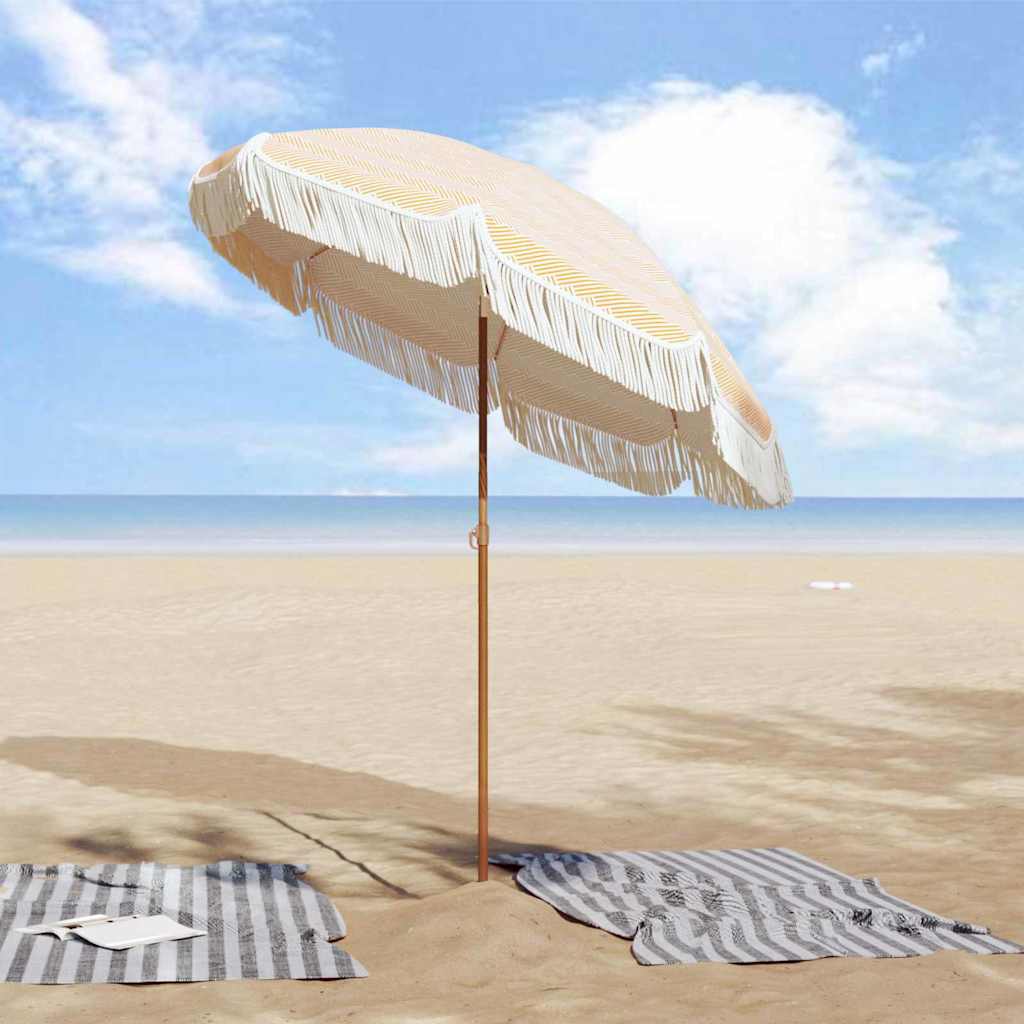 Sonnenschirm Gelb und Weiß Ø 160 x 195 cm Stahl