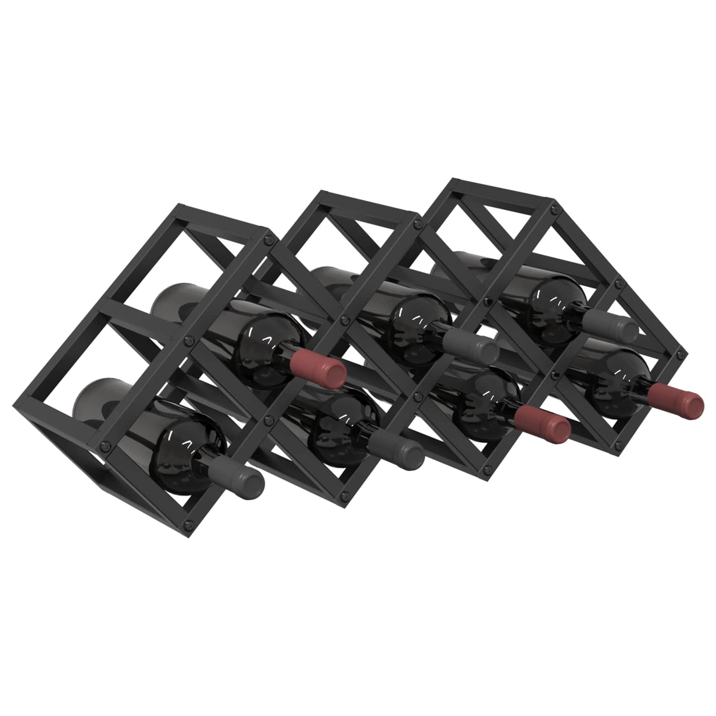 Weinregal Schwarz Eichen-Optik 63 x 16,5 x 25 cm
