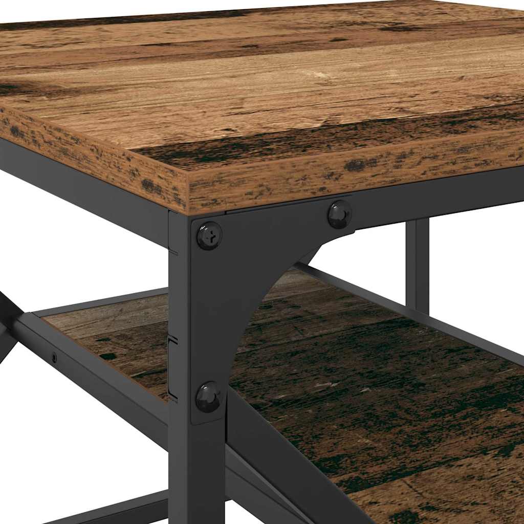 Couchtisch Altholz 51 x 50 x 40 cm Ingenieurholz und Stahl