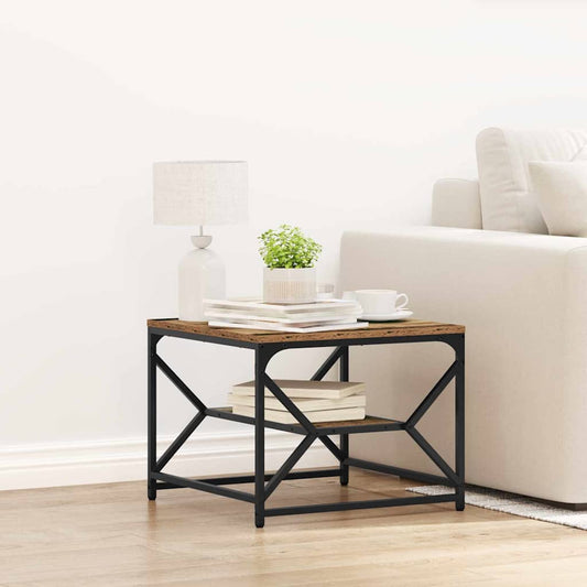 Couchtisch Altholz 51 x 50 x 40 cm Ingenieurholz und Stahl