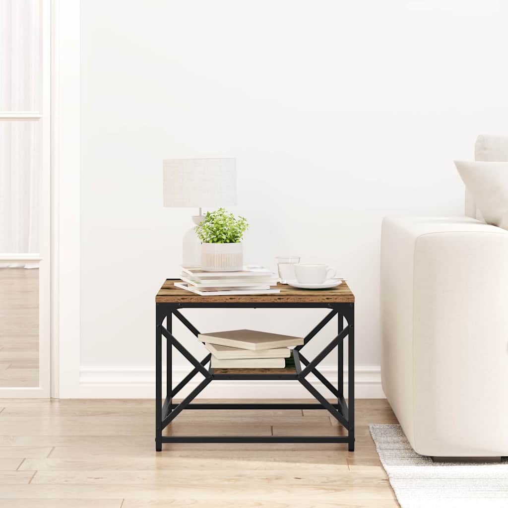 Couchtisch Altholz 51 x 50 x 40 cm Ingenieurholz und Stahl