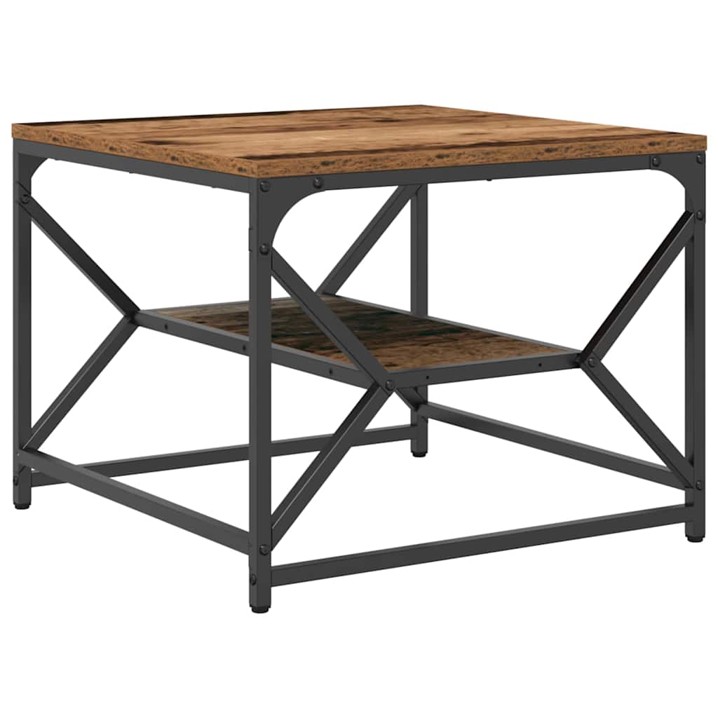 Couchtisch Altholz 51 x 50 x 40 cm Ingenieurholz und Stahl
