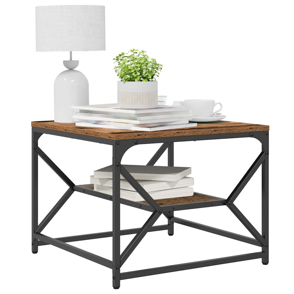 Couchtisch Altholz 51 x 50 x 40 cm Ingenieurholz und Stahl