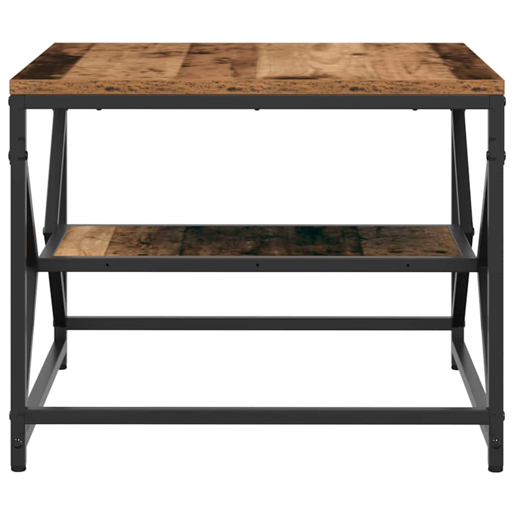 Couchtisch Altholz 51 x 50 x 40 cm Ingenieurholz und Stahl