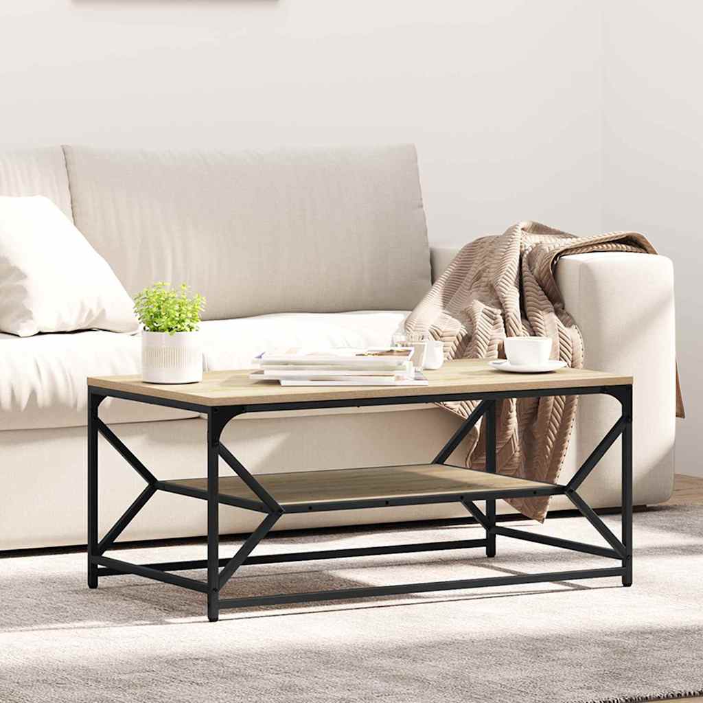 Couchtisch Sonoma Eiche 90 x 50 x 40 cm Ingenieurholz und Stahl