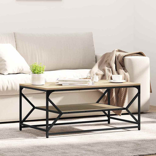 Couchtisch Sonoma Eiche 90 x 50 x 40 cm Ingenieurholz und Stahl