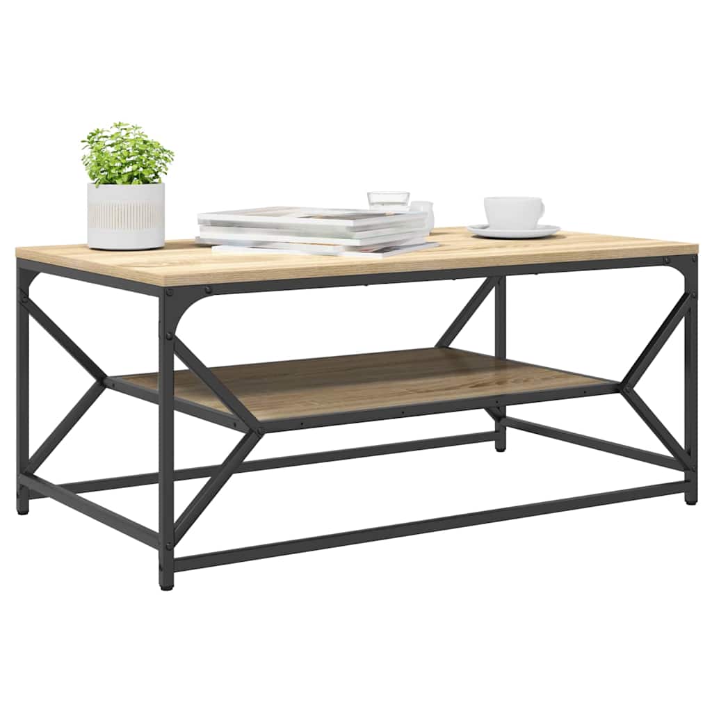 Couchtisch Sonoma Eiche 90 x 50 x 40 cm Ingenieurholz und Stahl