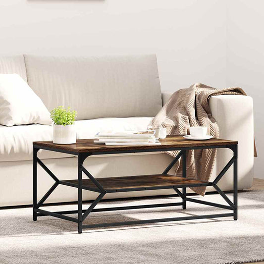 Couchtisch Räuchereiche 90 x 50 x 40 cm Ingenieurholz und Stahl