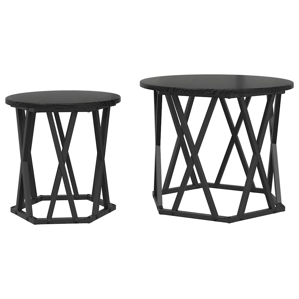 Beistelltisch 2 stk. Schwarz Eichen-Optik 50 x 50 x 40 cm