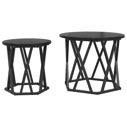 Beistelltisch 2 stk. Schwarz Eichen-Optik 50 x 50 x 40 cm