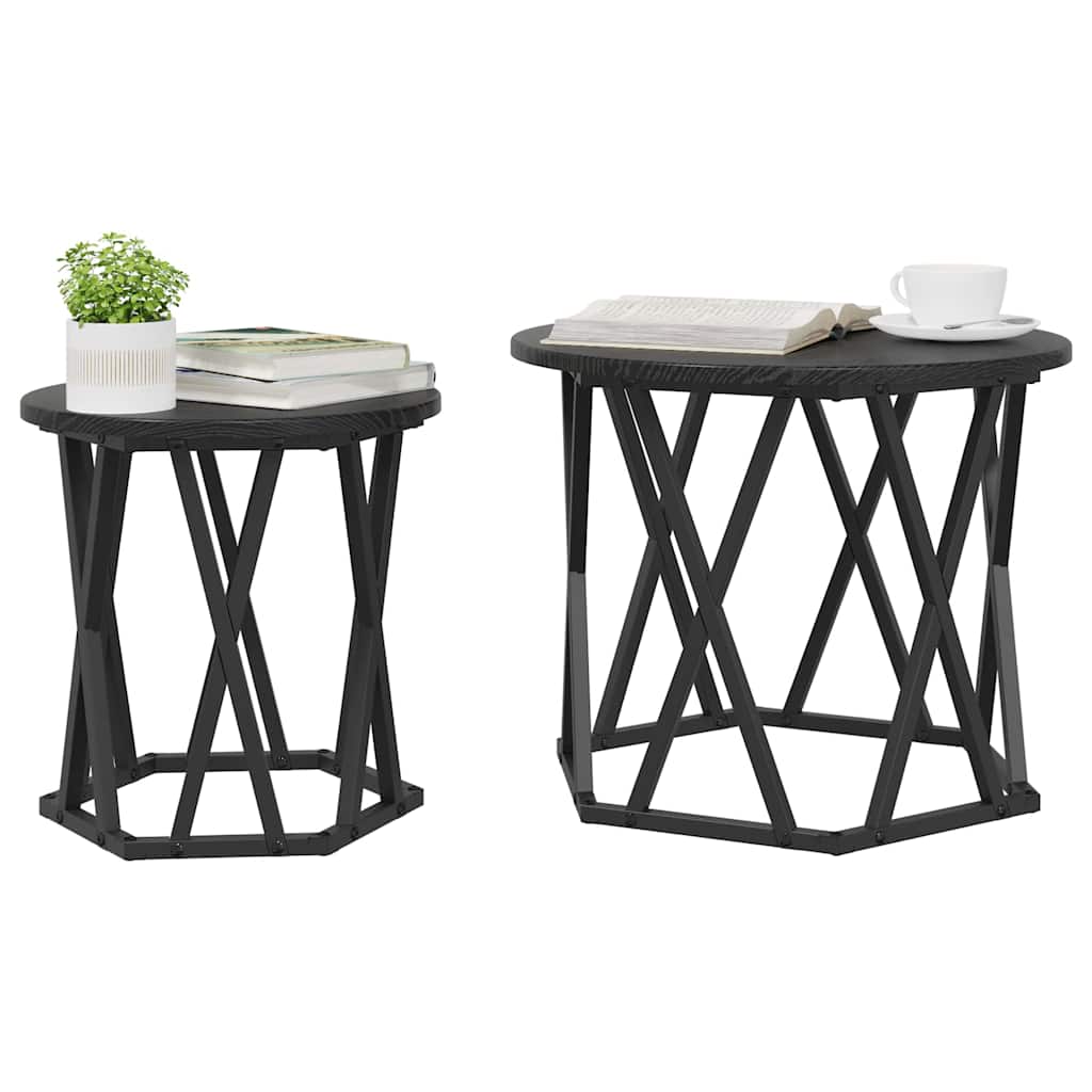Beistelltisch 2 stk. Schwarz Eichen-Optik 50 x 50 x 40 cm