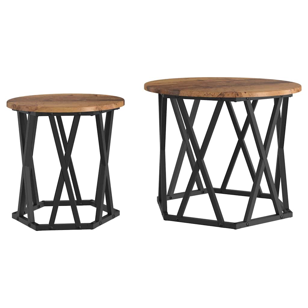 Beistelltisch 2 stk. Altholz 50 x 50 x 40 cm